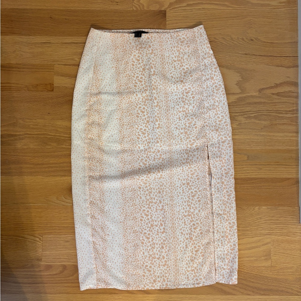 Forever 21 Pink Leopard Print Midi Skirt